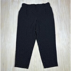 Jules & Leopold Black White Polka Dot Pull On Tapered Pants 1X Elastic Waist
